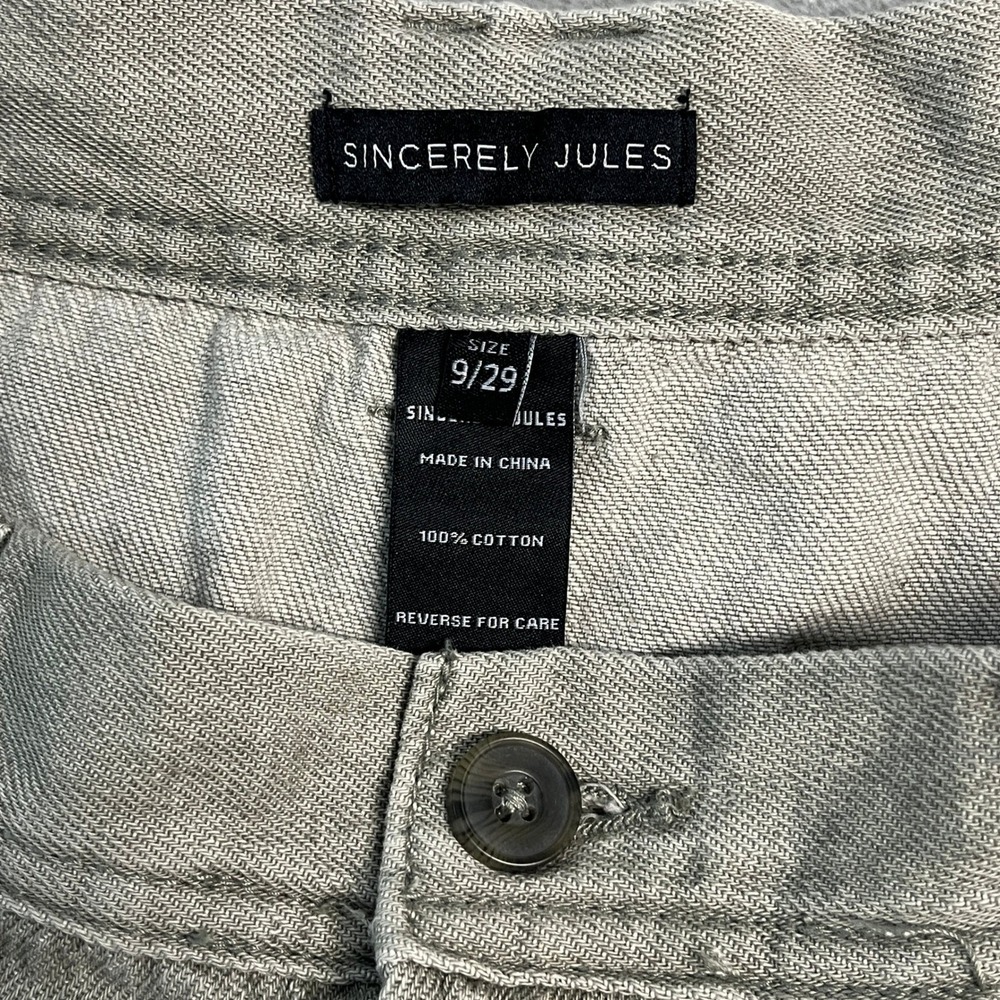 NWT Sincerely Jules Womens 9/29 Wide Leg Denim Pants Gray Green High Rise Boho - Picture 9 of 12